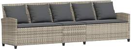 vidaXL Gartensofa 5-Sitzer mit Kissen Hellgrau