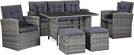 vidaXL Gartensofa 6-TLG. Poly Rattan Sitzgruppe