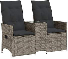 vidaXL Gartensofa, Sofa 2-Sitzer mit Tisch