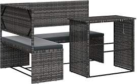 vidaXL Gartensofa, Sofa in L-Form mit Klapptisch