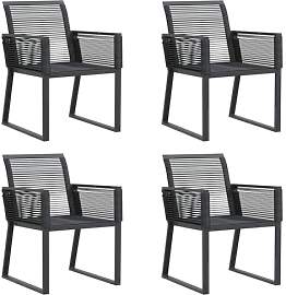 vidaXL Gartenstühle 4 STK. Schwarz Poly Rattan,