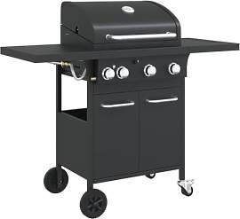 vidaXL Gasgrill mit 4 Flammen, Grillwagen mit