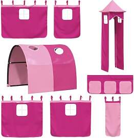 vidaXL Hochbett-Vorhänge für Kinder, Rosa, mit