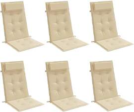 vidaXL Hochlehner-Auflagen 6 STK. Beige