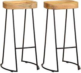 vidaXL Mangoholz Massiv 2X Barhocker Barstuhl