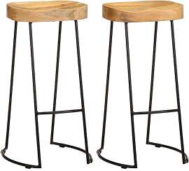 vidaXL Mangoholz Massiv 2X Barhocker Barstuhl