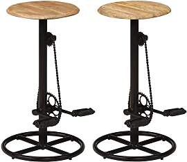 vidaXL Mangoholz Massiv 2X Barstuhl Barhocker