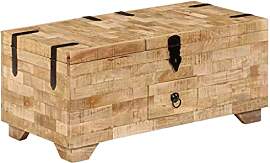 vidaXL Mangoholz Massiv Couchtisch Holztruhe