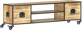 vidaXL Mangoholz Massiv TV Schrank mit 4 Rädern 2 