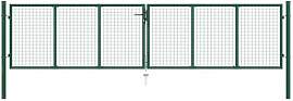 vidaXL Maschen-Gartentor aus Stahl 400x100 cm Grün