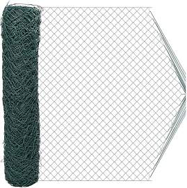 vidaXL Maschendrahtzaun Grün 2 x 10 m Stahl, für 