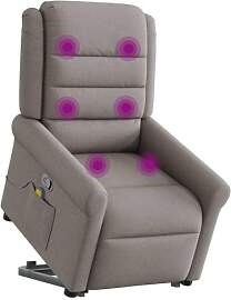 vidaXL Massagesessel mit Aufstehhilfe Taupe Stoff, 