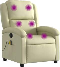 vidaXL Massagesessel Relaxsessel Echtleder Creme
