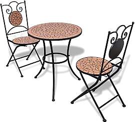 vidaXL Mosaik-Bistrotisch 60 cm mit 2 Stühlen