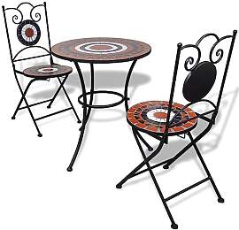 vidaXL Mosaik-Bistrotisch 60 cm mit 2 Stühlen