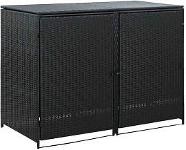 vidaXL Mülltonnenbox 2er Poly Rattan Gerätebox