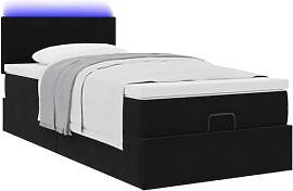 vidaXL Ottoman-Bett mit Matratze LEDs Schwarz