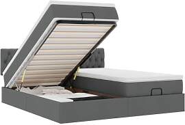 vidaXL Ottoman-Bett mit Matratzen LEDs Dunkelgrau