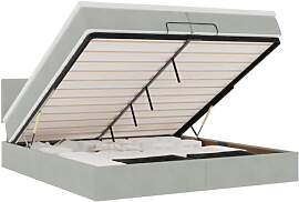 vidaXL Ottoman-Bett mit Matratzen LEDs Hellgrau