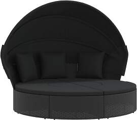 vidaXL Outdoor Loungebett mit Dach Kissen,