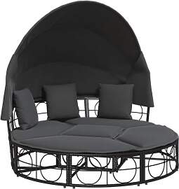 vidaXL Outdoor-Loungebett mit Dach und Kissen