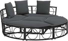 vidaXL Outdoor-Loungebett ohne Dach Schwarz Poly