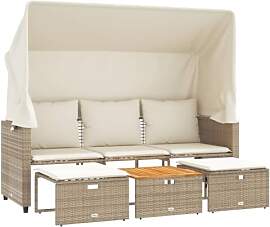vidaXL Outdoor Sofa 3-Sitzer, Gartensofa mit Dach