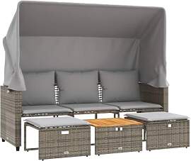 vidaXL Outdoor Sofa 3-Sitzer, Gartensofa mit Dach