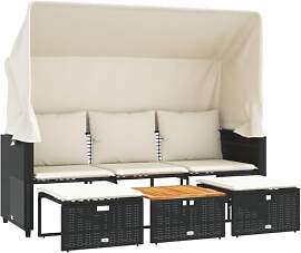 vidaXL Outdoor Sofa 3-Sitzer, Gartensofa mit Dach