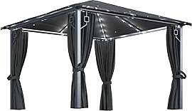 vidaXL Pavillon mit Vorhängen LED Lichterketten