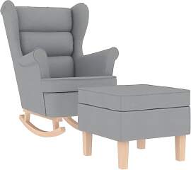 vidaXL Schaukelsessel mit Hocker Hellgrau Stoff,