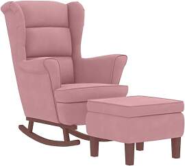 vidaXL Schaukelstuhl Ohrensessel Rosa Samt und