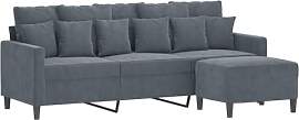 vidaXL Sofa 3 Sitzer, Couch mit Fußhocker,