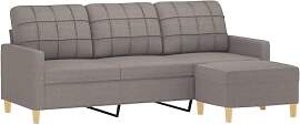vidaXL Sofa 3 Sitzer, Couch mit Fußhocker,