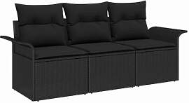 vidaXL Sofa Set mit Kissen 3 pcs Schwarz
