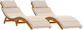 vidaXL Sonnenliege 2 pcs Weiß 184 x 55 x 64cm