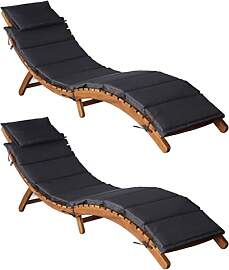 vidaXL Sonnenliege 2 STK., Gartenliege Klappbar