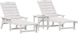 vidaXL Sonnenliege 3 pcs Weiß Polyethylen, Garten 
