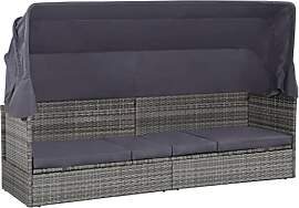 vidaXL Sonnenliege Baldachin Poly Rattan