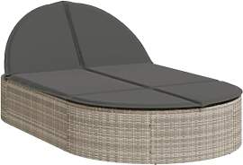 vidaXL Sonnenliege, Doppelliege mit Auflagen,