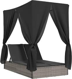 vidaXL Sonnenliege, Doppelliege mit Dach