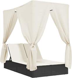 vidaXL Sonnenliege, Doppelliege mit Dach