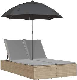 vidaXL Sonnenliege, Doppelliege mit Kissen