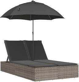 vidaXL Sonnenliege, Doppelliege mit Kissen