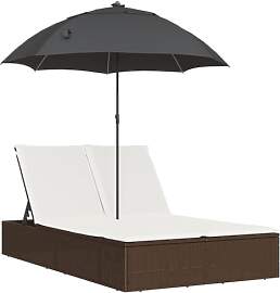 vidaXL Sonnenliege, Doppelliege mit Kissen