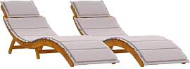 vidaXL Sonnenliege mit Kissen 2 pcs Taupe