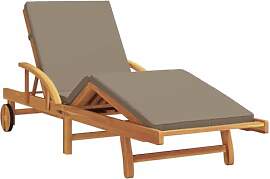 vidaXL Sonnenliege mit Kissen Taupe 200 x 67 x