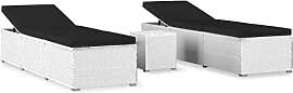 vidaXL Sonnenliege mit Teetisch 3-TLG. Gartenliege 