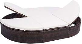 vidaXL Sonnenliege Poly Rattan Braun Doppelliege