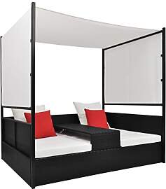 vidaXL Sonnenliege Poly Rattan Doppelliege